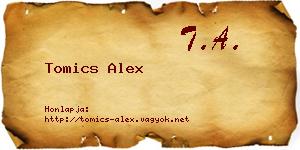 Tomics Alex névjegykártya